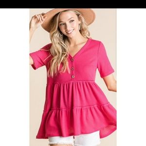 Fuchsia Waffle Tiered Top